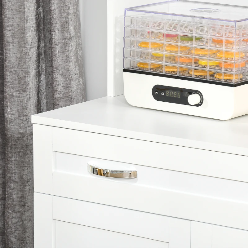 HOMCOM 67" Buffet with Hutch, Modern Kitchen Pantry, Freestanding Storage Cabinet with Framed Glass Doors, Shelves and Drawers, White