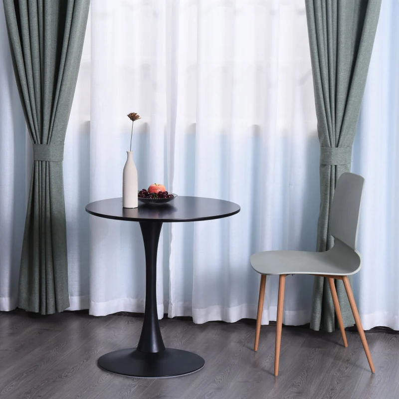 HOMCOM  Modern 27.5" Round Cocktail Table with a Stable Metal Base for Living Room, Porch, and Parties, Black