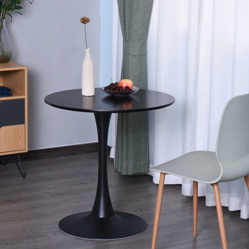 HOMCOM  Modern 27.5" Round Cocktail Table with a Stable Metal Base for Living Room, Porch, and Parties, Black