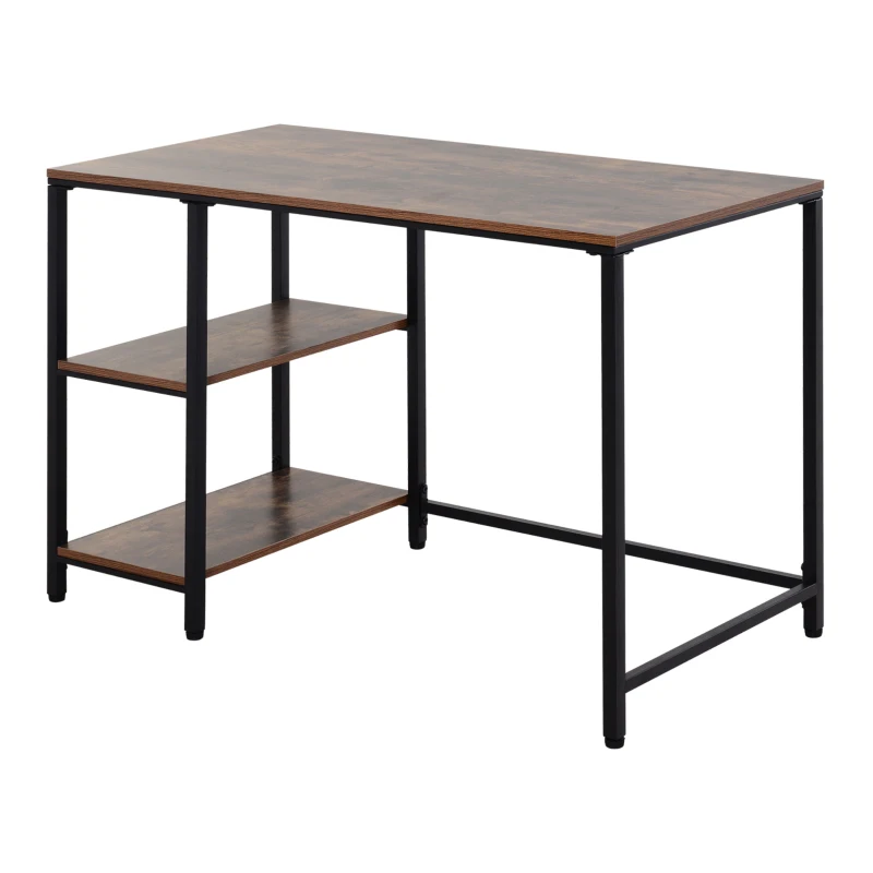 HOMCOM 47" Modern/Industrial Computer Writing Desk with 2 Storage Shelves for Home Office, Study, or Game Room
