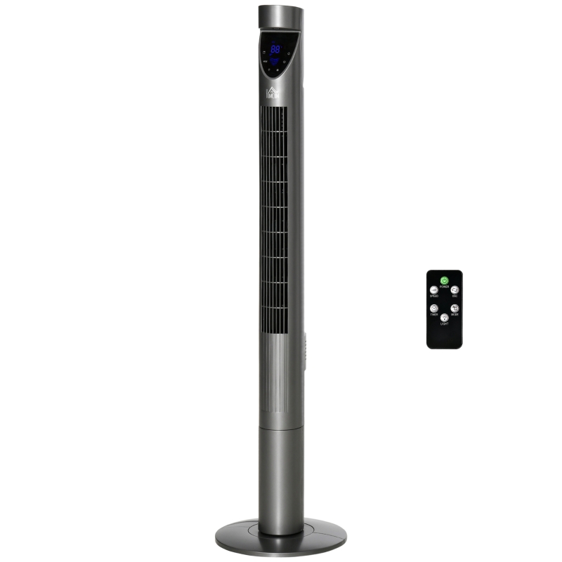 HOMCOM Tower Fan with Air Purifying Filter & Remote Control, Oscillating, Slim, Grey - Ideal for Home & Office