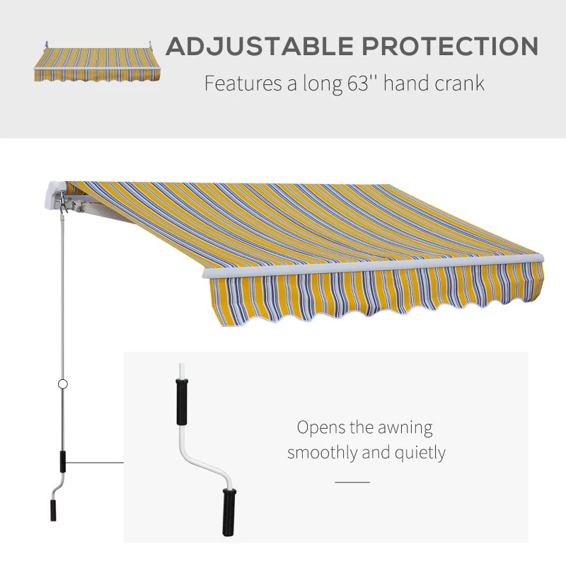 Outsunny 8' x 6.6' Patio Retractable Awning, Manual Exterior Sun Shade Deck Window Cover, Mixed Color