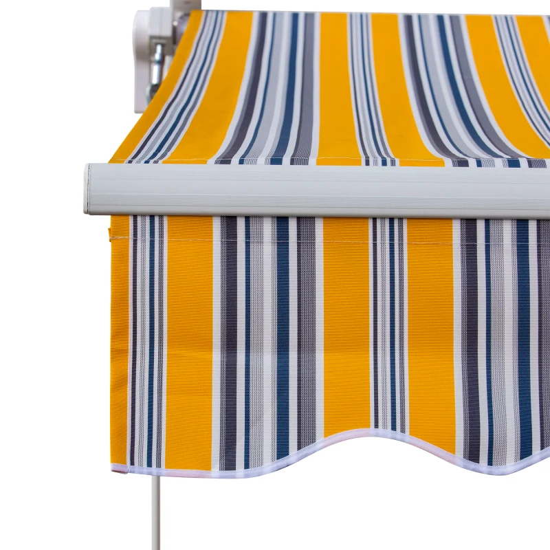 Outsunny 8' x 6.6' Patio Retractable Awning, Manual Exterior Sun Shade Deck Window Cover, Mixed Color