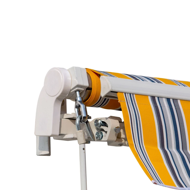Outsunny 8' x 6.6' Patio Retractable Awning, Manual Exterior Sun Shade Deck Window Cover, Mixed Color