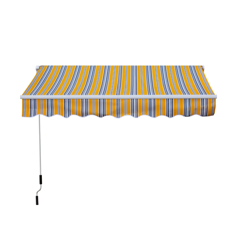 Outsunny 8' x 6.6' Patio Retractable Awning, Manual Exterior Sun Shade Deck Window Cover, Mixed Color