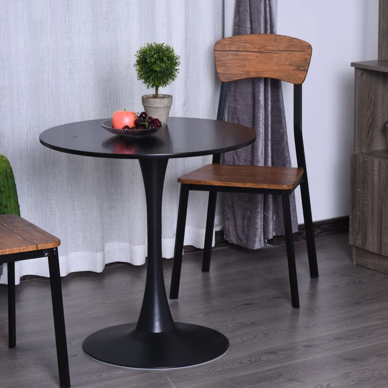 HOMCOM  Modern 27.5" Round Cocktail Table with a Stable Metal Base for Living Room, Porch, and Parties, Black