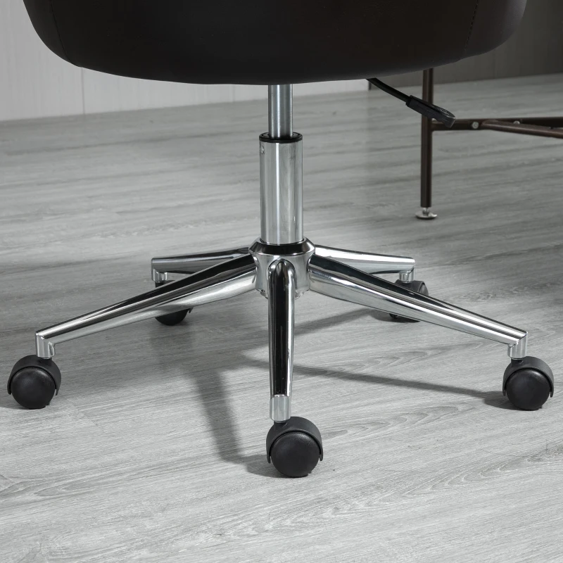 Vinsetto Mid Back Home Office Chair Computer Desk Chair with PU Leather, Adjustable Height, Swivel Wheels for Study, Bedroom, Brown