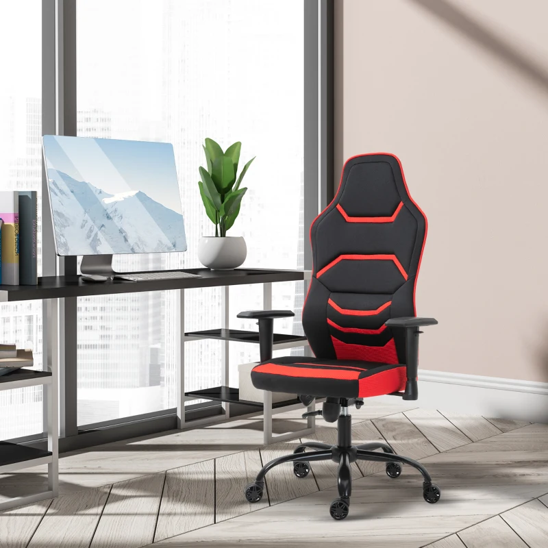 Vinsetto High Back Racing Style Gaming Office Chair Home Computer Task Chair with Armrest, Seat on Wheels, Tilt,  Red