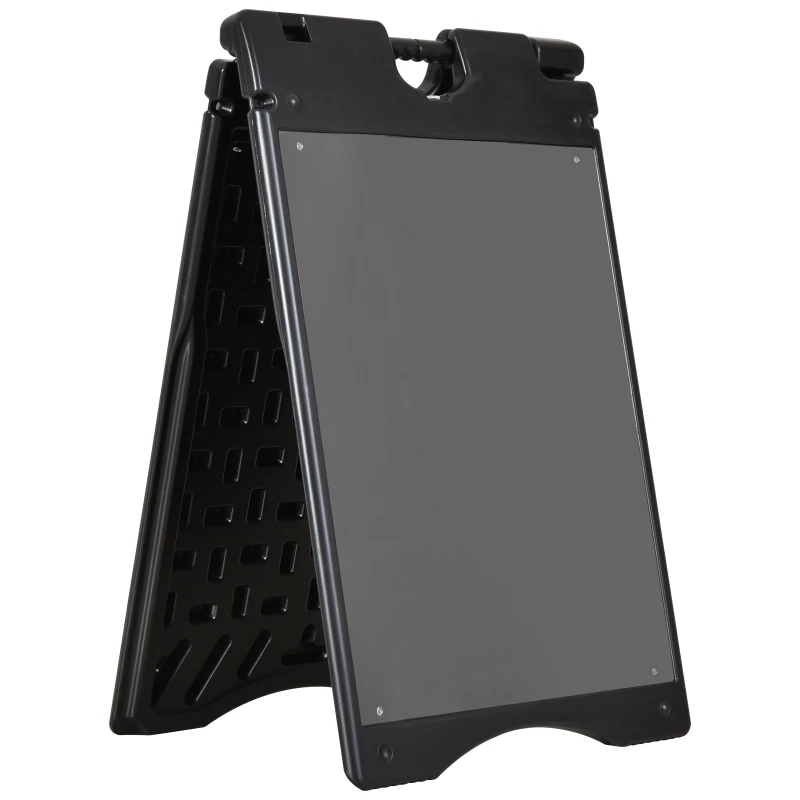 Vinsetto 22" x 28" Plastic Folding A-Frame Sandwich Board Sidewalk Sign with Weighted Tank & Weatherproof Design, Black