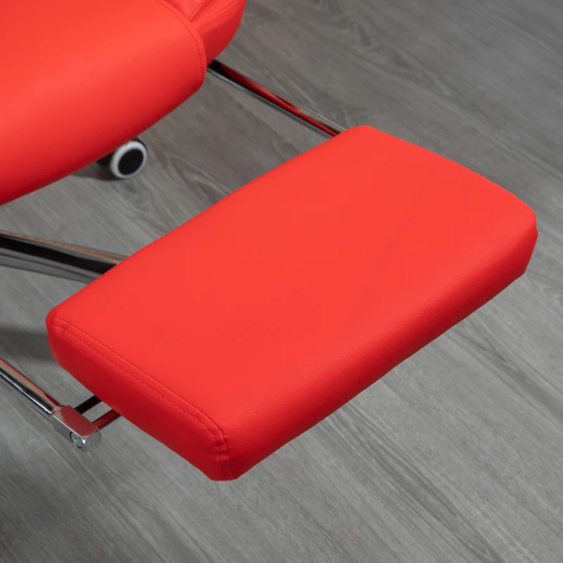 HomCom Reclining Office Chair With Footrest PU Leather Executive Home Office Chair - Red