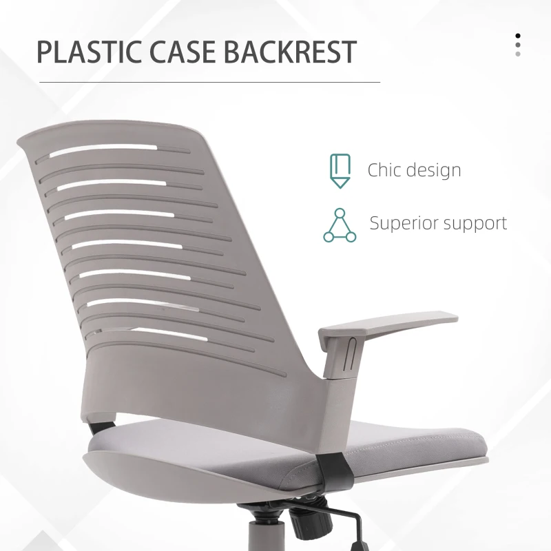Vinsetto Mid Back Office Chair Computer Swivel Rolling Task Chair with Height Adjustable, Arm, Breathable Back, Grey