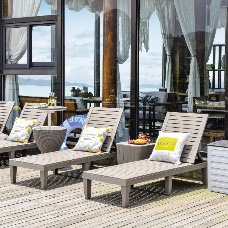 Outsunny 2-Piece Outdoor Patio Chaise Lounge Chair with 5-Level Adjustable Backrest, Zippered Cushions, & Modern Design