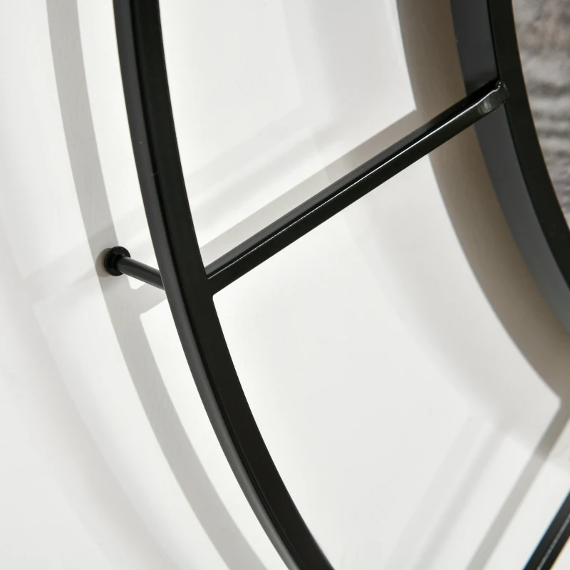 HOMCOM 32 Inch Large Wall Clock, Silent Non Ticking Metal Roman Numeral Industrial Oversized Clocks for Living Room Decor, Battery Operated, Easy to Read, Black and Wood Grain