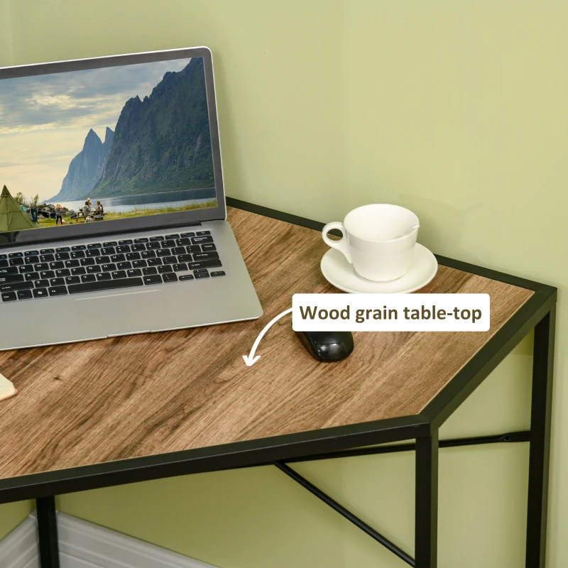 HOMCOM Corner Desk, Triangle Computer Desk with Steel Frame for Small Space, Corner Writing Desk for Workstation, Black