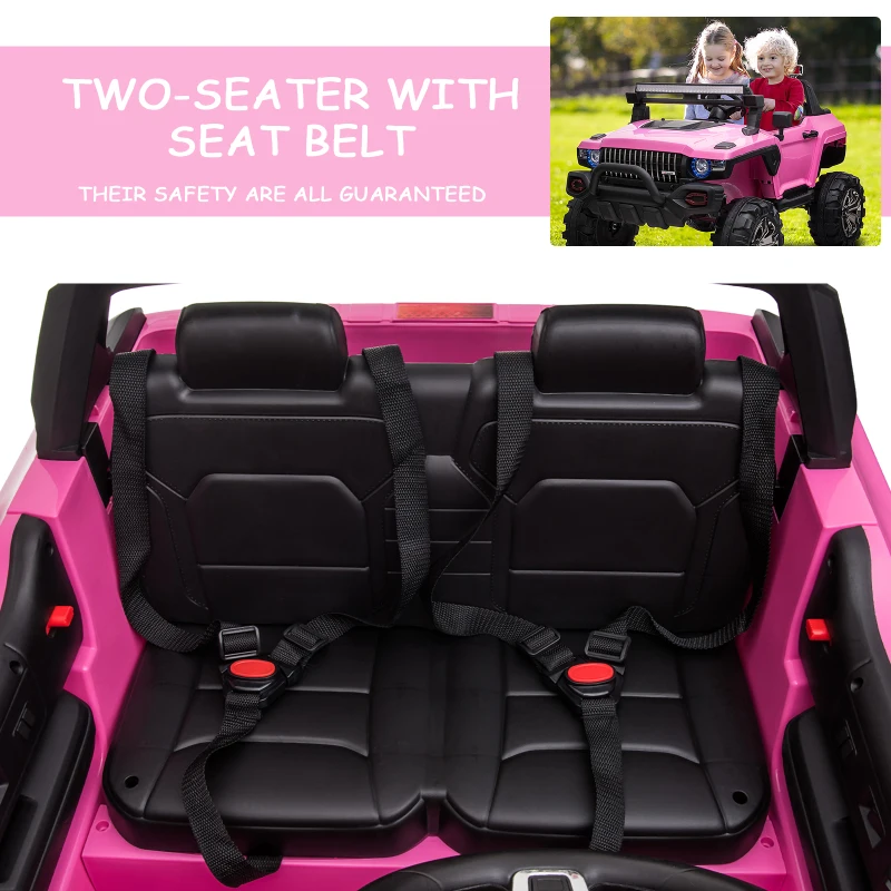 Aosom Kids Ride-On Car 12V RC 2-Seater Police Truck Electric Car For Kids with Full LED Lights, MP3, Parental Remote Control ,Pink