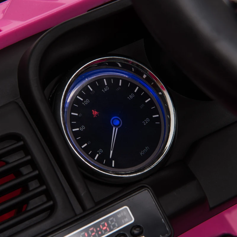 Aosom Kids Ride-On Car 12V RC 2-Seater Police Truck Electric Car For Kids with Full LED Lights, MP3, Parental Remote Control ,Pink