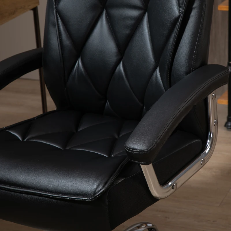 Vinsetto High Back Office Chair Computer Task Seat Adjustable Ergonomic Executive Chair Diamond-Stitched PU Leather Swivel with Padded Armrests, Black