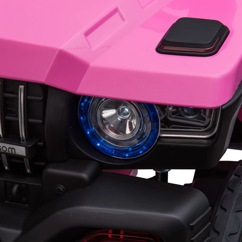 Aosom Kids Ride-On Car 12V RC 2-Seater Police Truck Electric Car For Kids with Full LED Lights, MP3, Parental Remote Control ,Pink