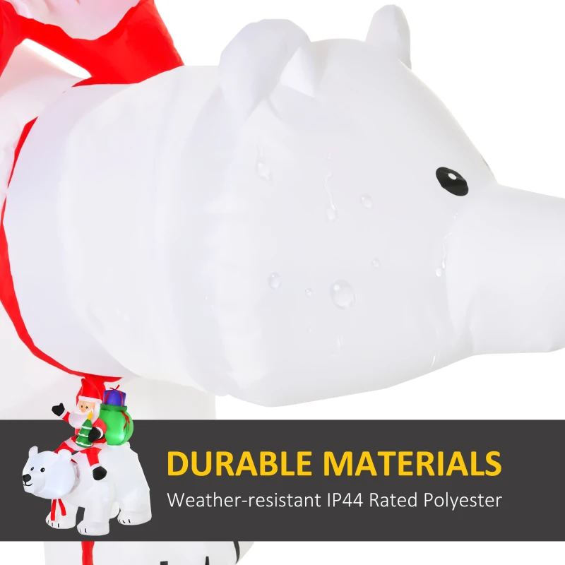 HOMCOM 6ft Christmas Inflatable Santa Claus Riding A Polar Bear with LED Lights, Blow-Up Outdoor LED Yard Display for Lawn, Garden, Party