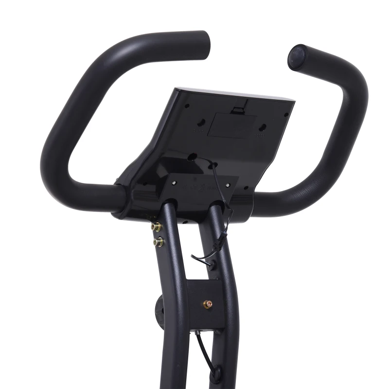 Soozier Foldable Exercise Bike with 8-Level Adjustable Magnetic Resistance, Indoor Stationary Bike X Bike with LCD Screen, Tablet Phone Holder for Home Aerobic Training, Black