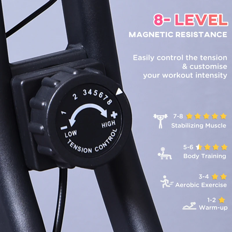 Soozier Foldable Exercise Bike with 8-Level Adjustable Magnetic Resistance, Indoor Stationary Bike X Bike with LCD Screen, Tablet Phone Holder for Home Aerobic Training, Black