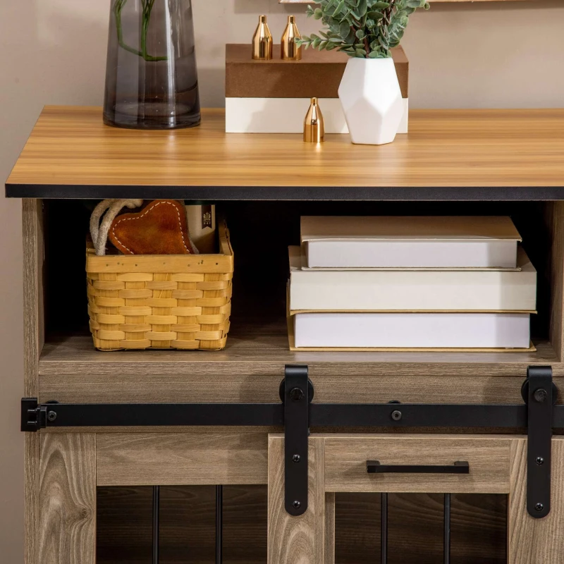 PawHut Modern Dog Crate End Table, Dual Room with Removable Panel, Stylish Pet Furniture