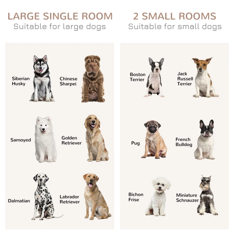 PawHut Modern Dog Crate End Table, Dual Room with Removable Panel, Stylish Pet Furniture