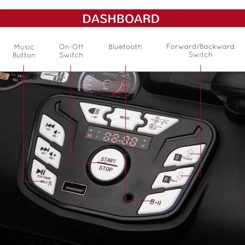 Aosom Ride-on Tractor 2-Seater Battery-Powered Car for Kids with Large High-Traction Wheels, 12V Truck Ride-on Toy with Rear Storage, Outdoor Toy, Red