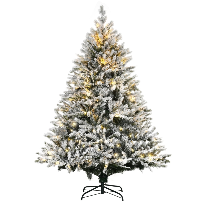 HOMCOM 6ft Prelit Flocked Artificial Christmas Tree w/ 320 LED Lights