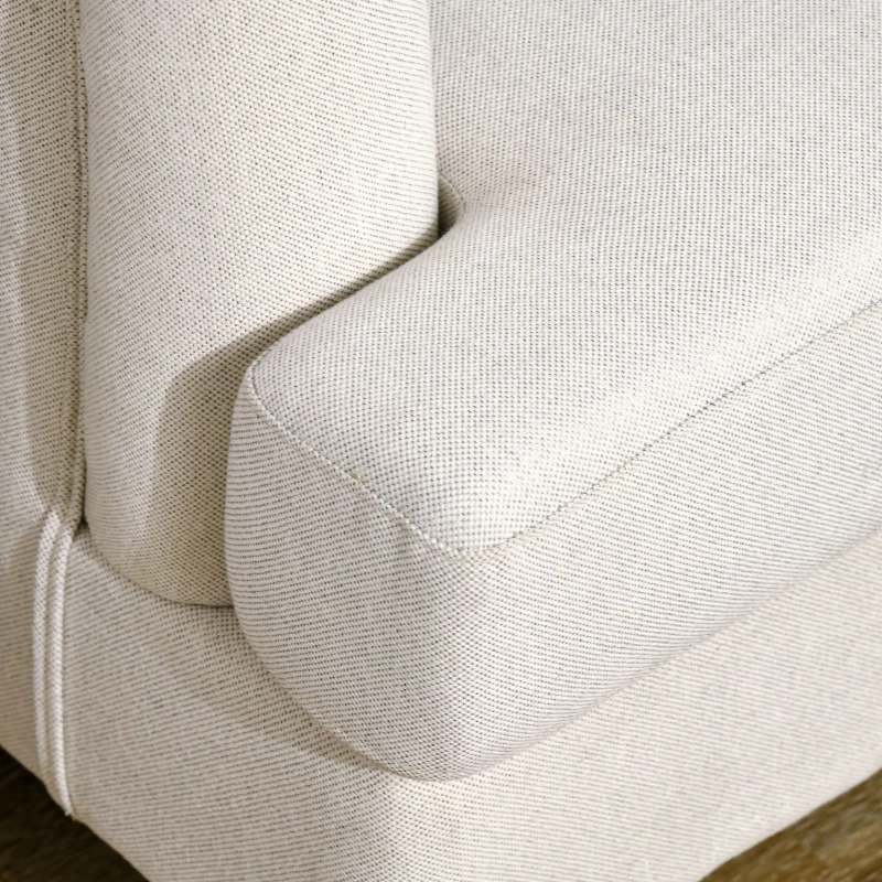 HOMCOM Modern 3-Seater Sofa for Bedroom, 71" Linen Fabric Couch with Slatted Frame and Rubber Wood Legs - Cream White