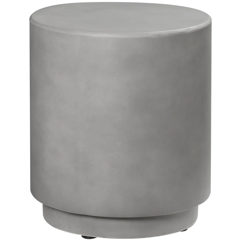 HOMCOM Lightweight Accent Table with Concrete Finish, Round Side Table with 4 Adjustable Feet for Indoor, Outdoor, Light Grey