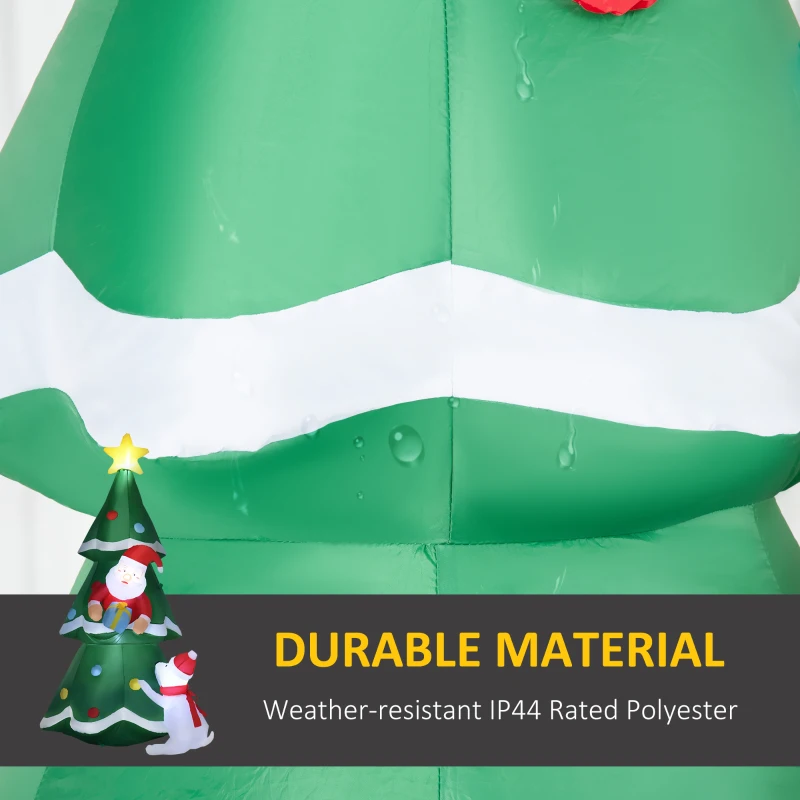 Outsunny 6ft Inflatable Christmas Tree Decorations with Santa Claus and A White Dog, Blow-Up Outdoor LED Yard Christmas Decor for Lawn Garden Party