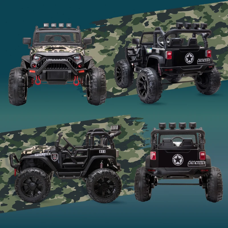 Aosom 12V Battery-Powered Kids Electric Ride On Truck Car with Wide Seat, Parent Remote Control & Bluetooth Music, Camo(m-10)