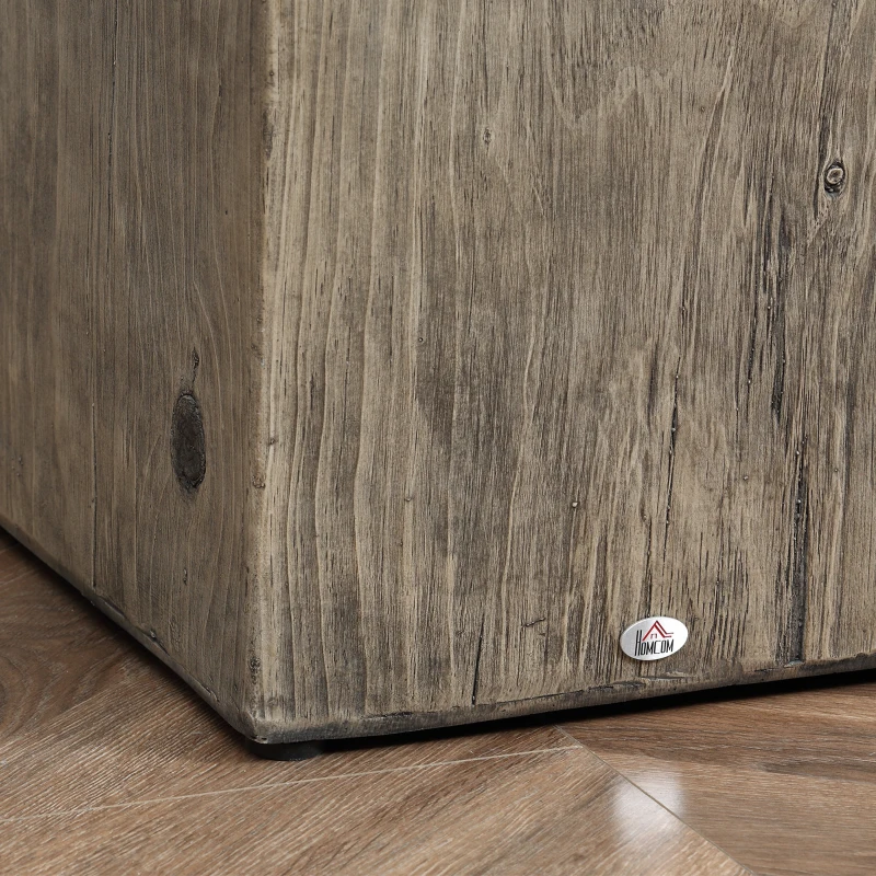 HOMCOM Concrete End Table Rustic Side Table with Wood Grain Finish for Indoors and Outdoors Natural