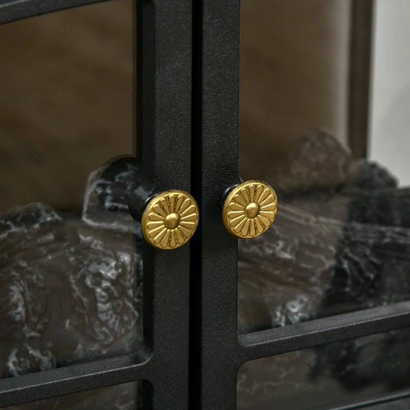 HOMCOM 26" Electric Fireplace Heater, Freestanding Fireplace Stove with Realistic LED Flames, Overheating Protection, 750W/1500W, Black