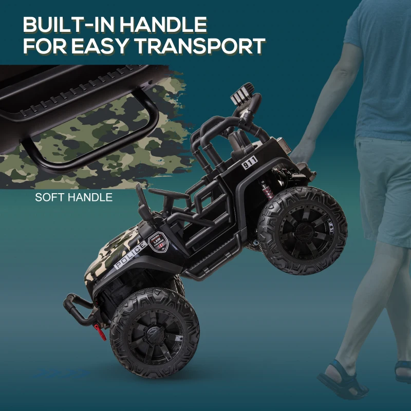 Aosom 12V Battery-Powered Kids Electric Ride On Truck Car with Wide Seat, Parent Remote Control & Bluetooth Music, Camo(m-5)