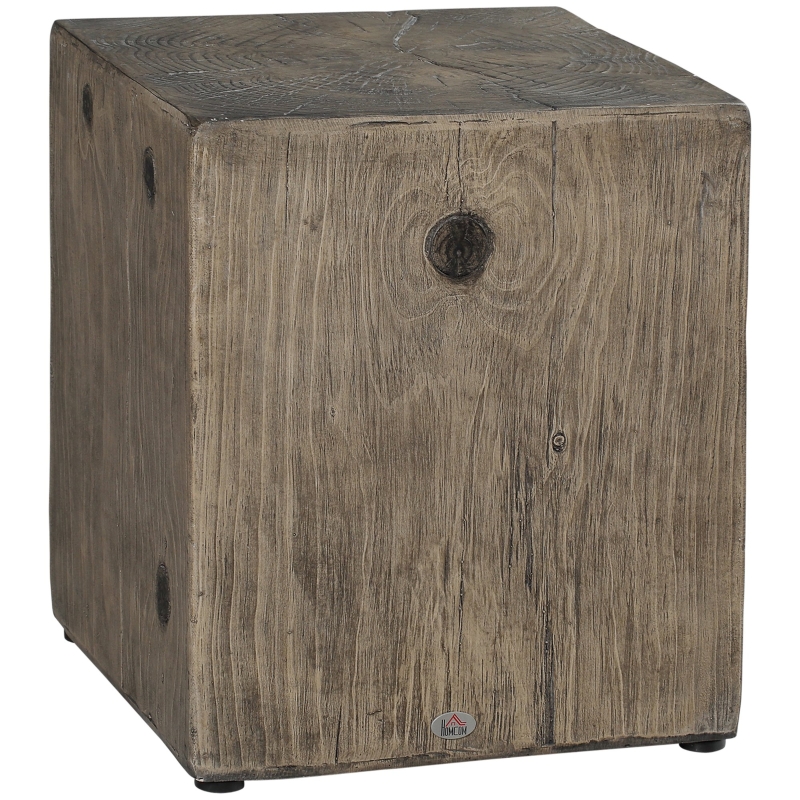 HOMCOM Decorative Side Table with Square Tabletop, Rustic End Table with Wood Grain Finish, for Indoors and Outdoors, Natural