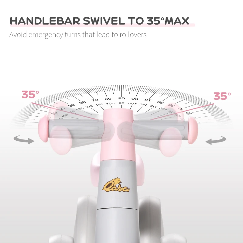 Qaba Baby Balance Bike for Toddlers 1-3 with Lightweight Design, No Pedal Bicycle Training Toy Little Kids Bike with Non-Slip Handlebars, Pink