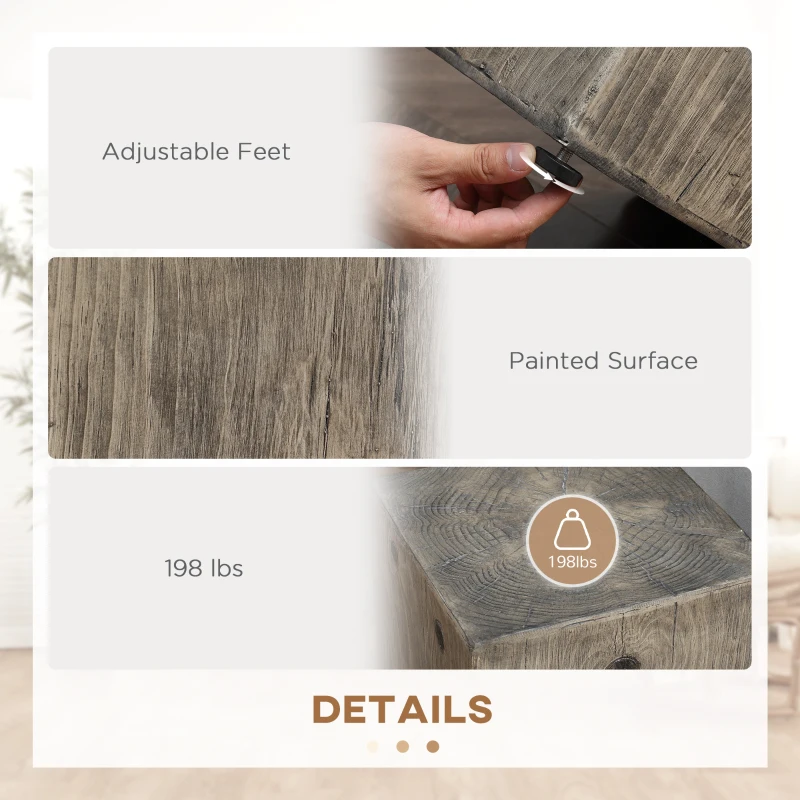 HOMCOM Concrete End Table Rustic Side Table with Wood Grain Finish for Indoors and Outdoors Natural