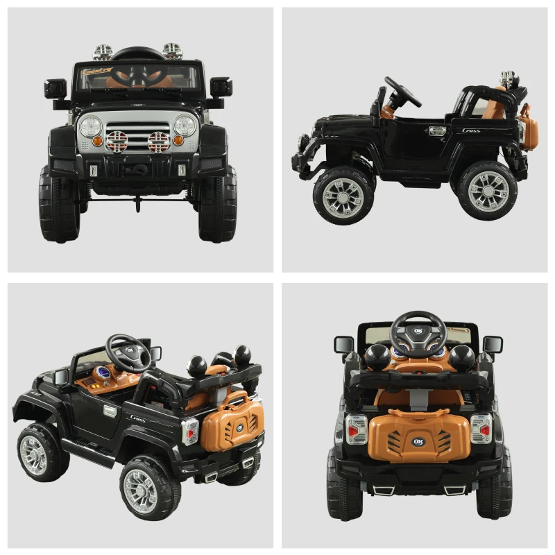 Aosom Ride On Car Toy Off Road Truck, Dual 12V Electric Battery Powered with Remote Control Lights MP3 LCD Power Indicator and MP3