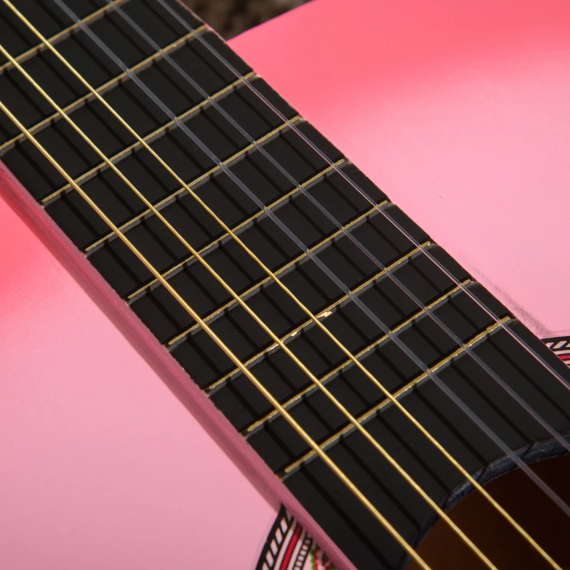 Soozier 36" Kids Acoustic Guitar Set with Easy Strings, Tuner, Picks, and Waterproof Case Included, Beginner Acoustic Guitar for Kids, Portable Acoustic Child Guitar, Pink