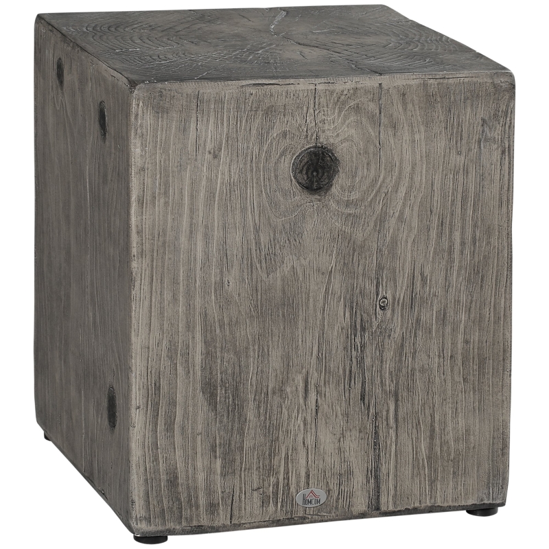 HOMCOM Decorative Side Table with Square Tabletop, Rustic End Table with Wood Grain Finish, for Indoors and Outdoors, Grey