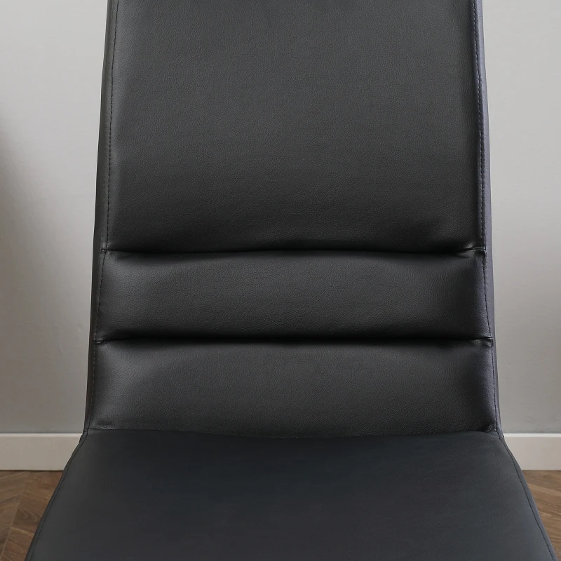 HOMCOM High-Back Dining Chairs Set of 2, PU Leather Accent Kitchen Chairs for Dining Room, Living Room with Bent Steel Base, Black