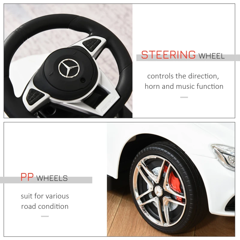 Aosom 3 in 1 Ride on Push Car Sliding Walking Car for Toddlers Kids with Sun Canopy, Horn Sound, Safety Bar, Cup Holder for 12-36 Months Boys Grils, White