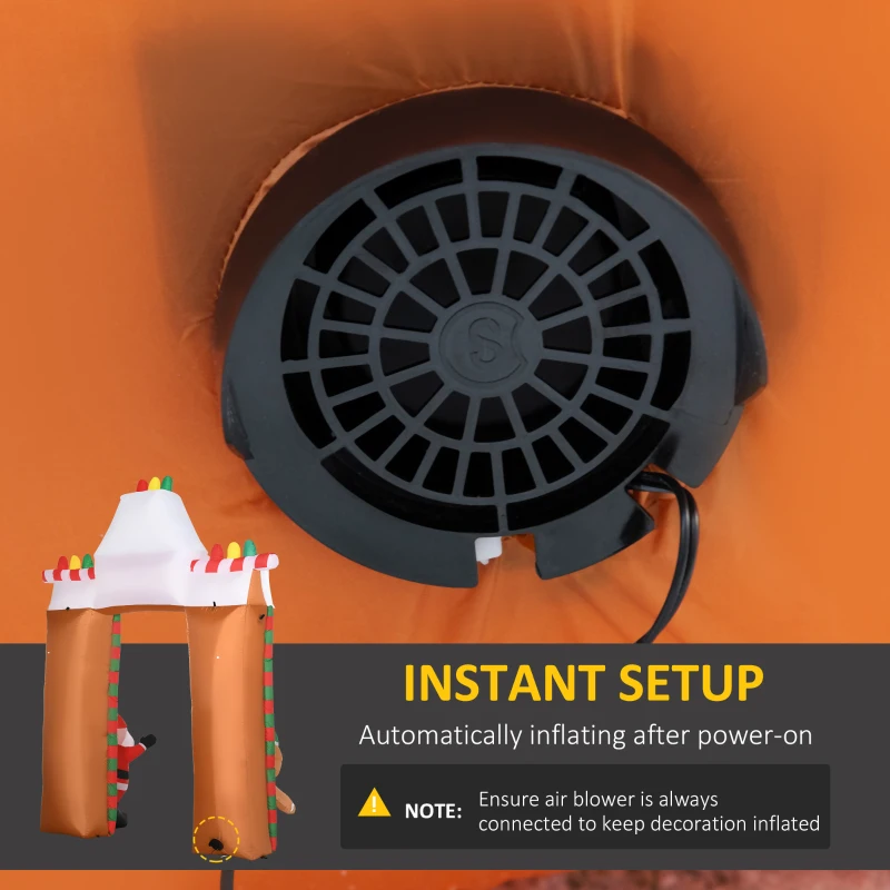 HOMCOM 9' Christmas Inflatables Outdoor Decorations Gingerbread House Archway, "Happy Holidays", Santa & Gingerbread Man, Blow-Up Yard Christmas Decor LED Light Display