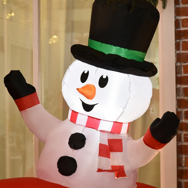 Outsunny 5ft Christmas Inflatables Outdoor Decorations Santa Claus Driving a Car with Snowman, Blow-Up LED Yard Christmas Decor for Party, Garden, Lawn, Holiday