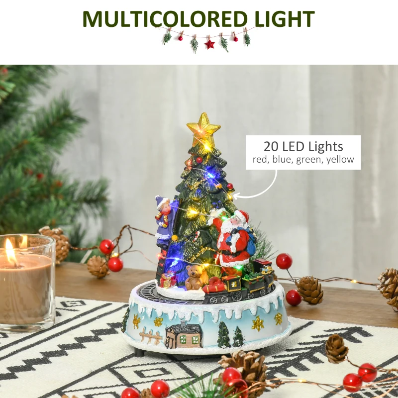 HOMCOM Animated Christmas Village with Relief Base Pre-lit Musical Collectable Decor with Moving Train Winter Wonderland Set for Indoor Holiday Displays