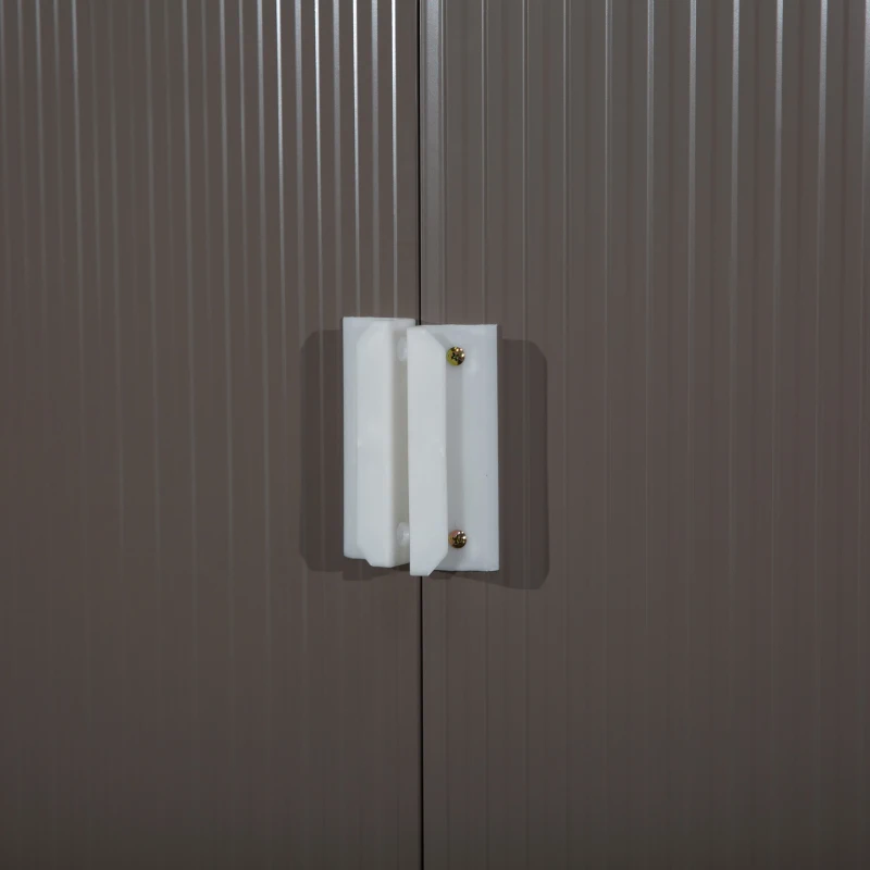 Outsunny 8.4ft x 4.7ft Steel Backyard Garden Utility Storage Tool Shed Kit Double Sliding Door Pent Roof, Grey