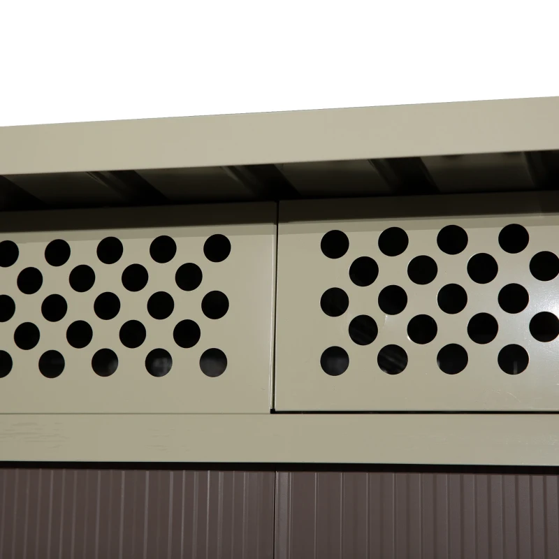 Outsunny 8.4ft x 4.7ft Steel Backyard Garden Utility Storage Tool Shed Kit Double Sliding Door Pent Roof, Grey