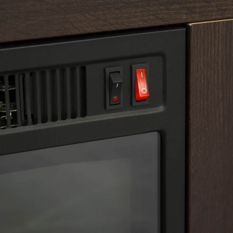 HOMCOM Electric Fireplace TV Stand for 50", Media Console Center Cabinet with 2 Shelves and 2 Cabinets with Adjustable Shelves for Corner, Dark Brown